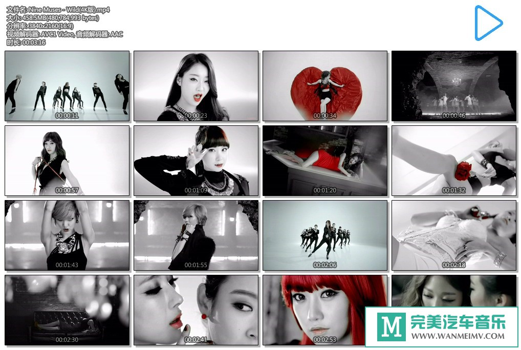 韩国高清MV下载-Nine Muses - Wild [百度网盘/MP4/458M](1)