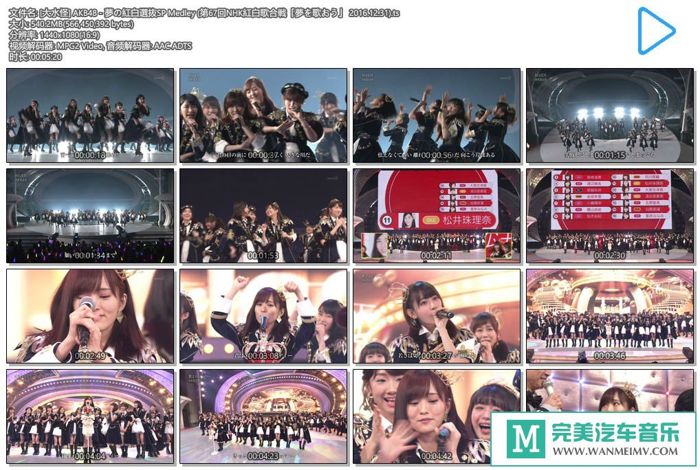 日本高清现场下载-[百度]AKB48 - 夢の紅白選抜SP Medley (第67回NHK紅白歌合戦 2016.12.31)[540M/TS](1)