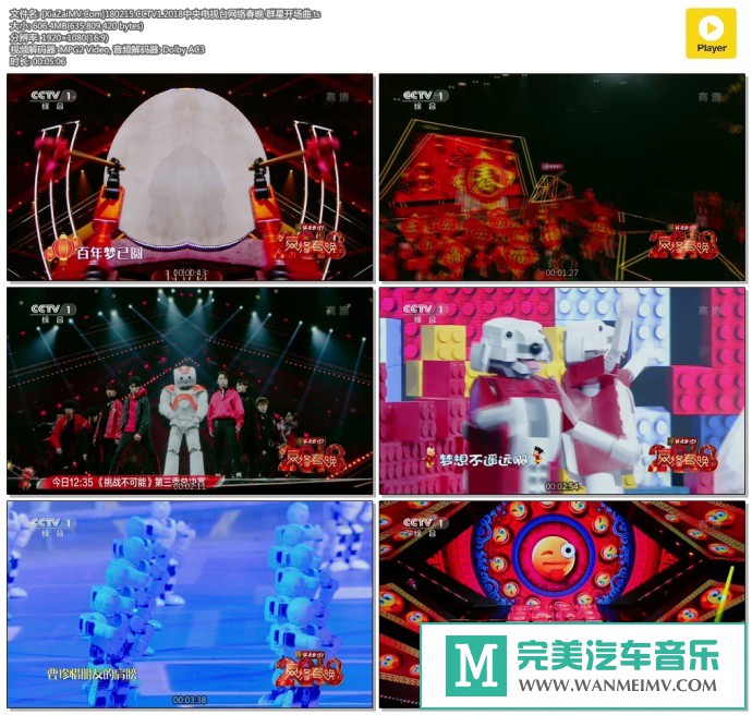 华语高清现场下载-[百度]180215.CCTV1.2018中央电视台网络春晚 群星开场曲[606M/TS](1)